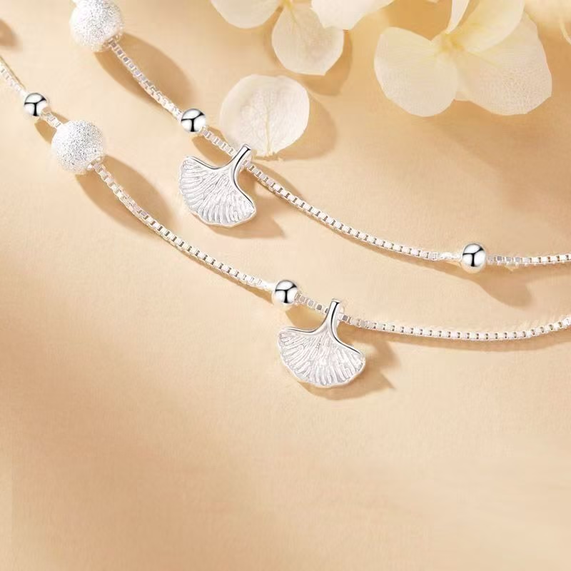 925 Sterling Silver Ginkgo Leaf Bracelet