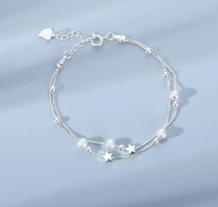 925 Sterling Silver Double-Layer Star Bracelet