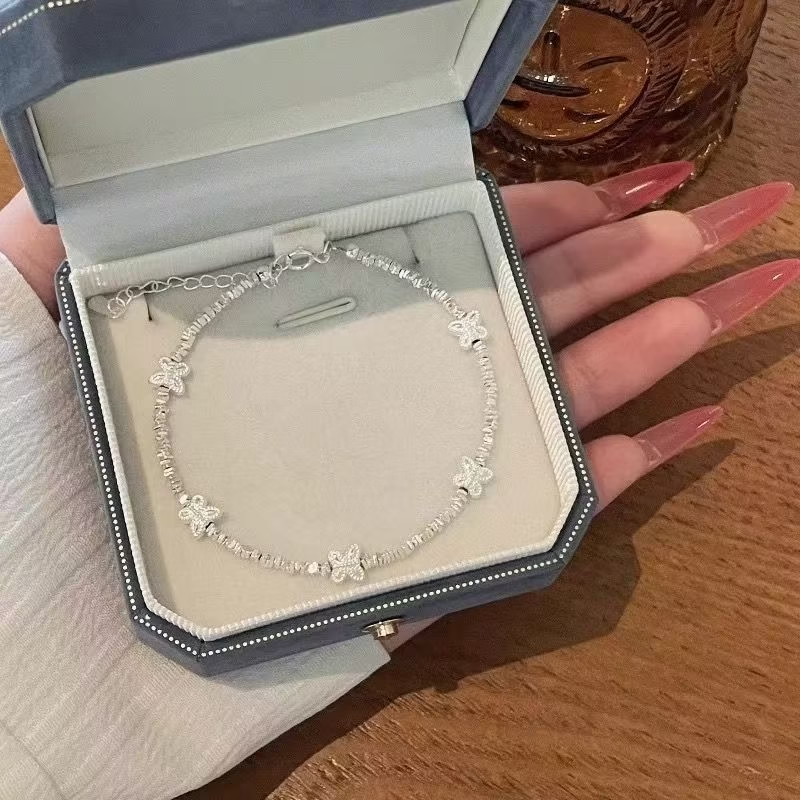 Pulsera de Mariposa de Plata de Ley 925 con Cuentas