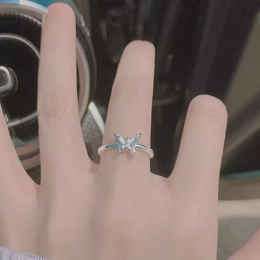 Anillo de mariposa de plata de ley 925