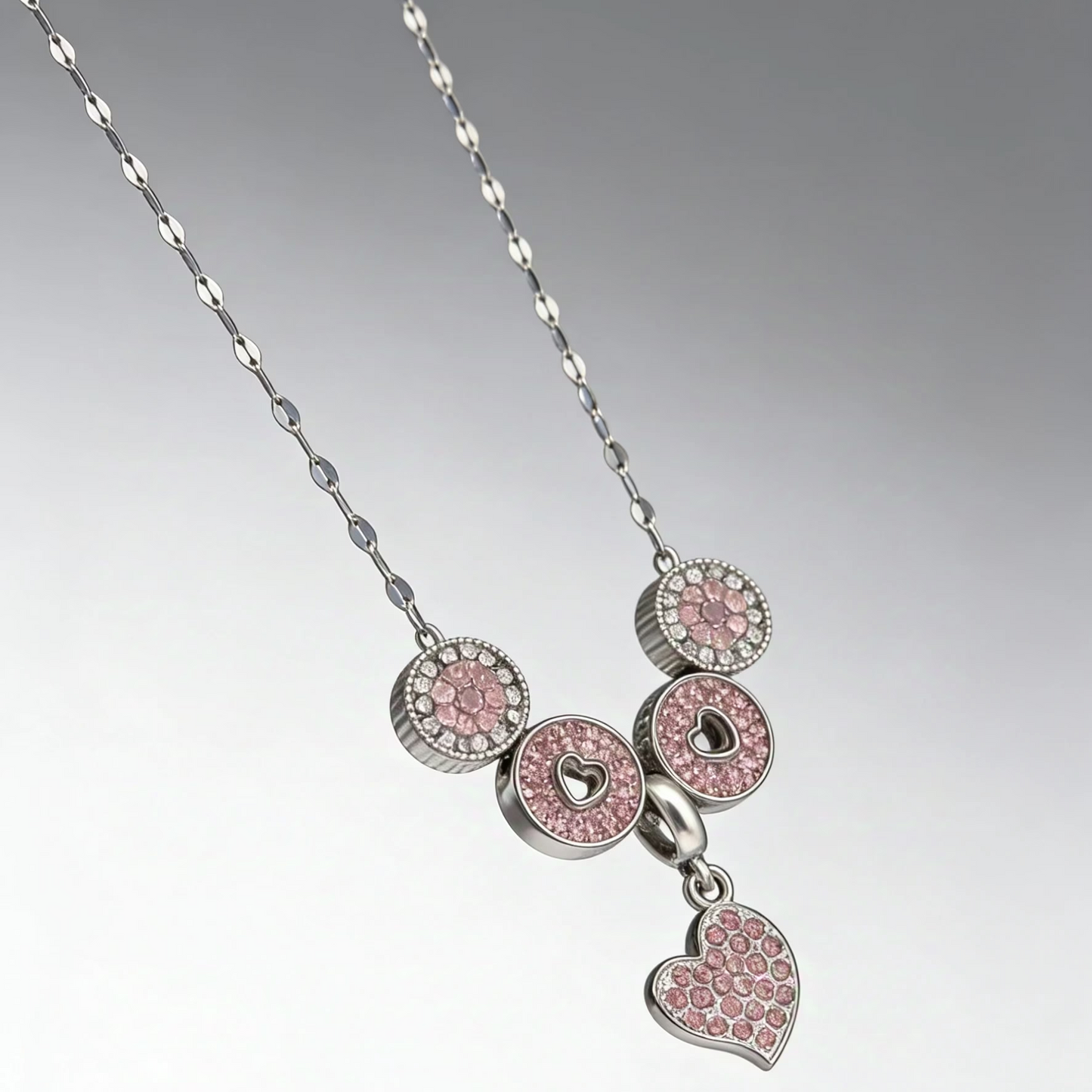 Collier charme orbite rose