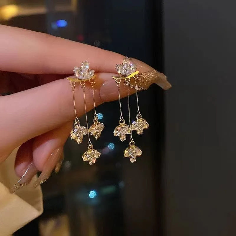 Sparkling Triple Petal Earrings