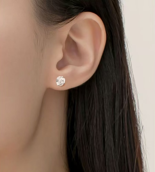 Pendientes de botón de plata 999 serie Camelia
