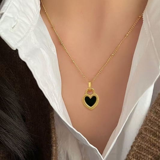 Collar de corazón de doble cara a la moda