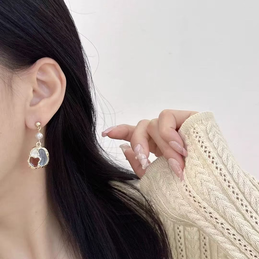 Boucles d'oreilles vintage en blocs de couleur irréguliers