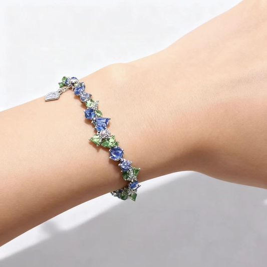 Pulsera de gemas azules y verdes