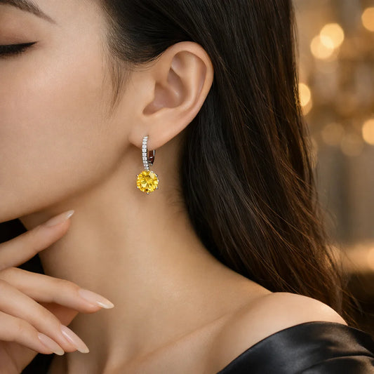 Pendientes colgantes solitario brillantes