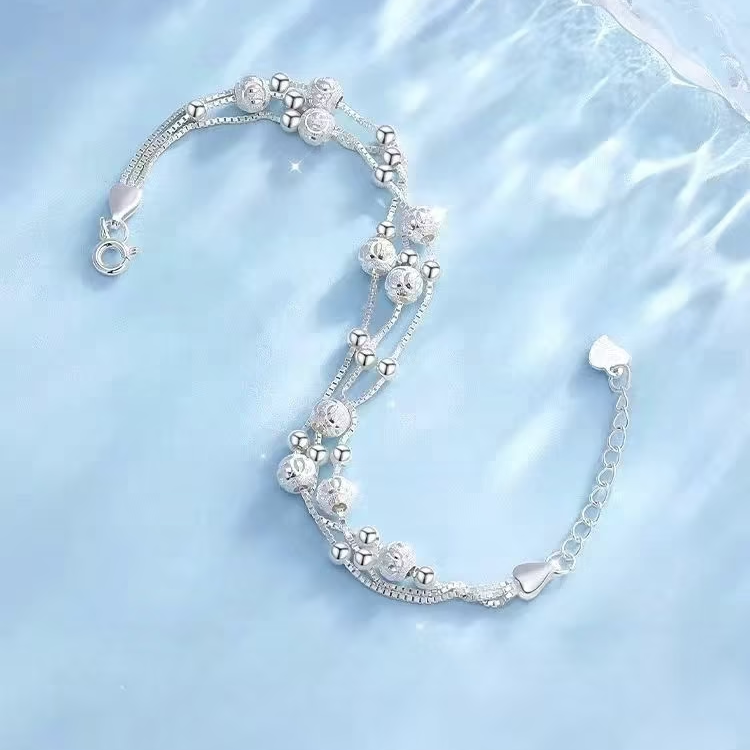 925 Sterling Silver Fortune Bead Bracelet