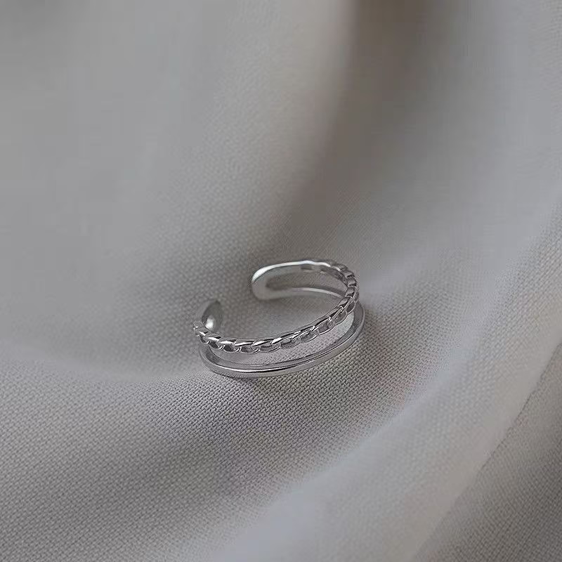 925 Sterling Silver Twisted Double Band Ring