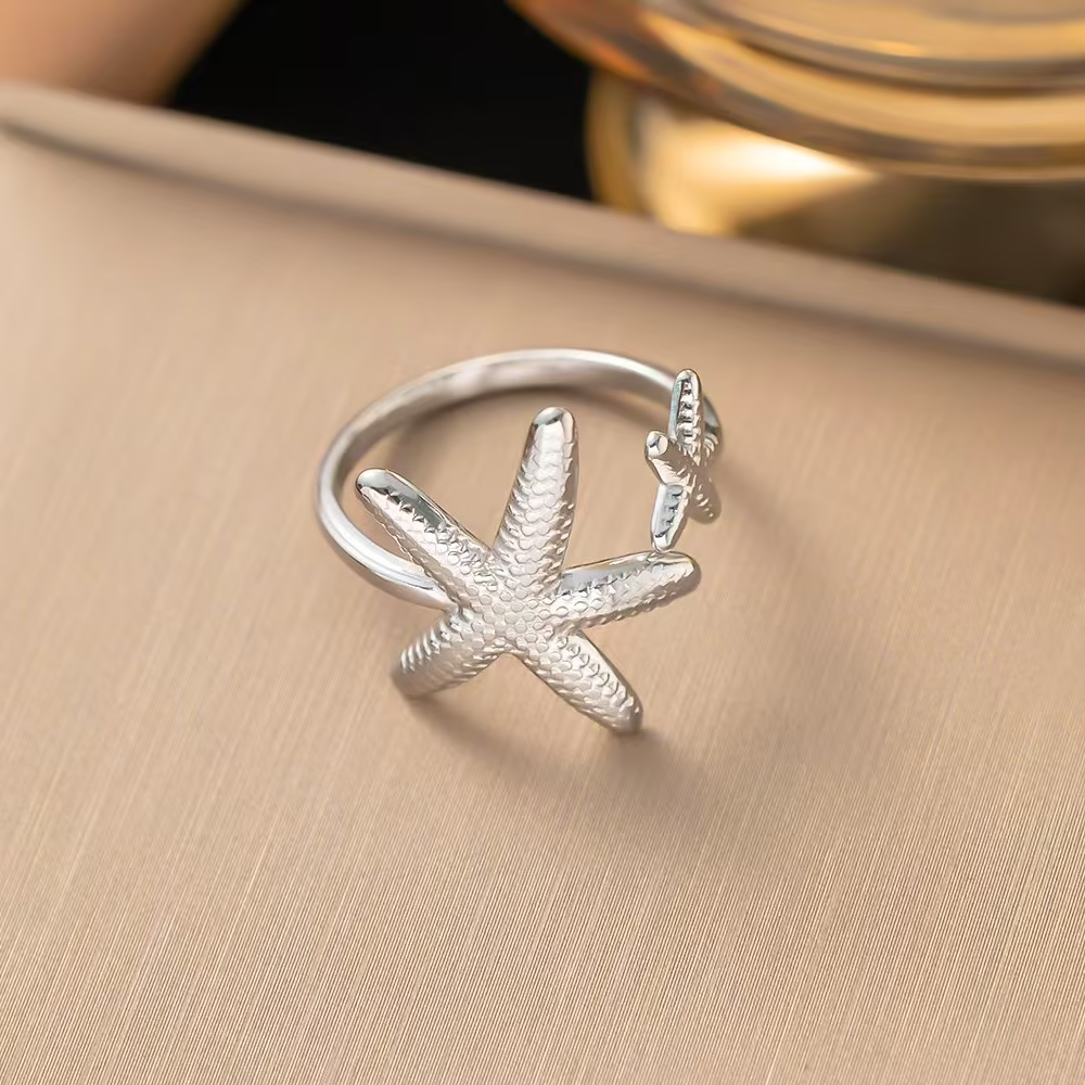 Double Starfish Open Ring