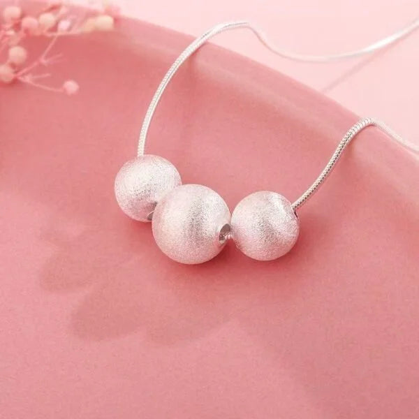 Collar de plata de ley 925 con cuentas de transferencia esmeriladas