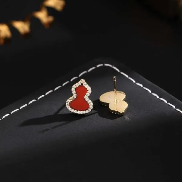 Red Agate Mini Gourd Earrings
