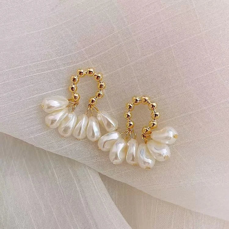 Pearl Drop Hoop Earrings
