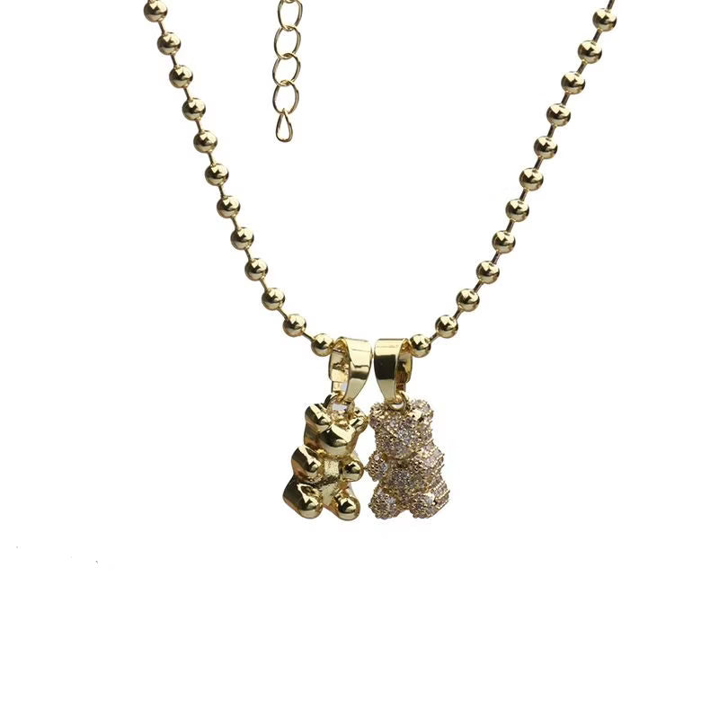 Collier pendentif ours mignon