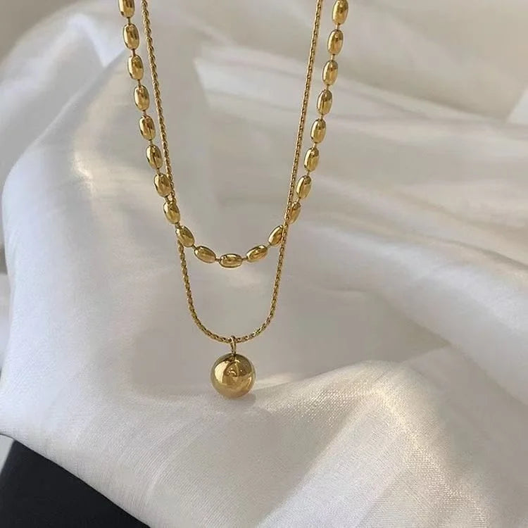 Layered Oval Link Pendant Necklace