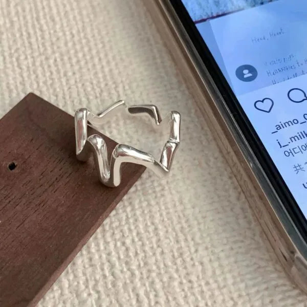 Bague en argent sterling 925 avec ligne ondulée