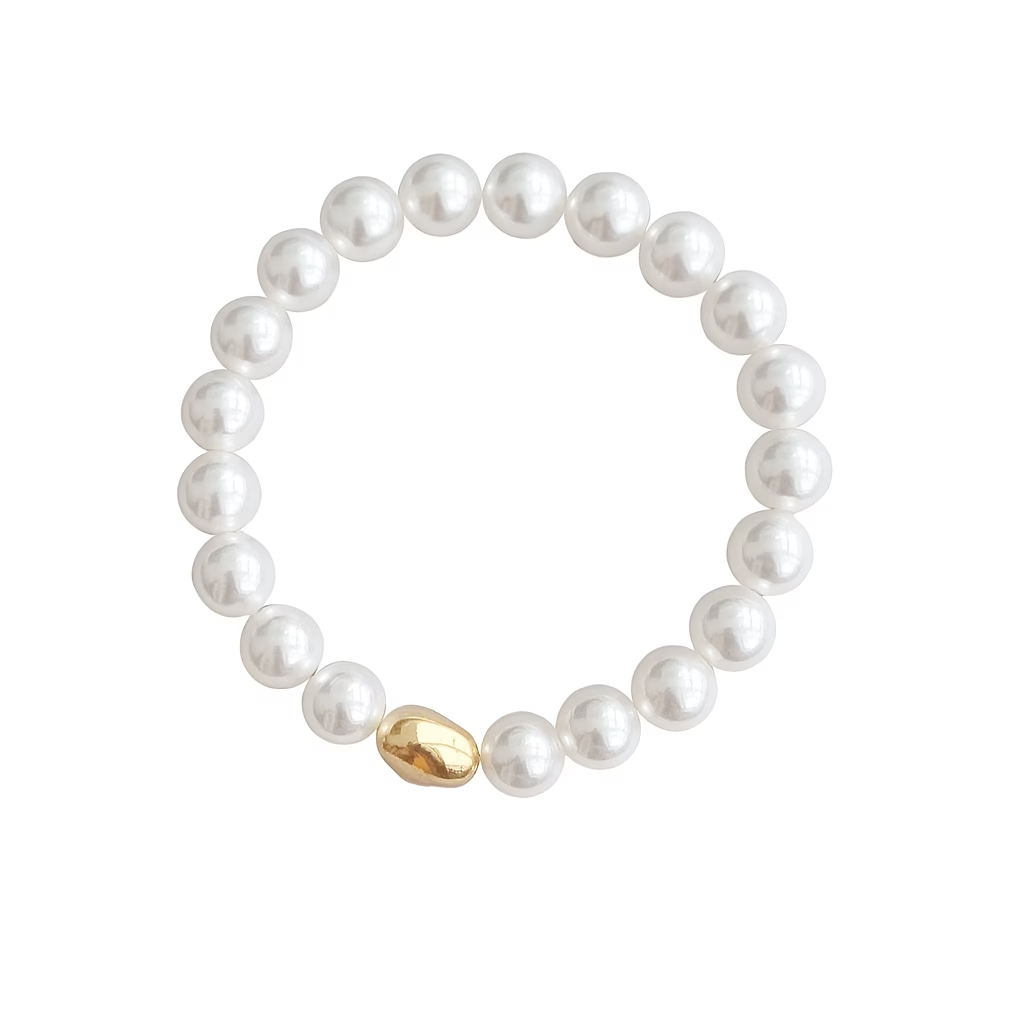Pulsera de imitación de perlas blancas australianas de cuerda elástica
