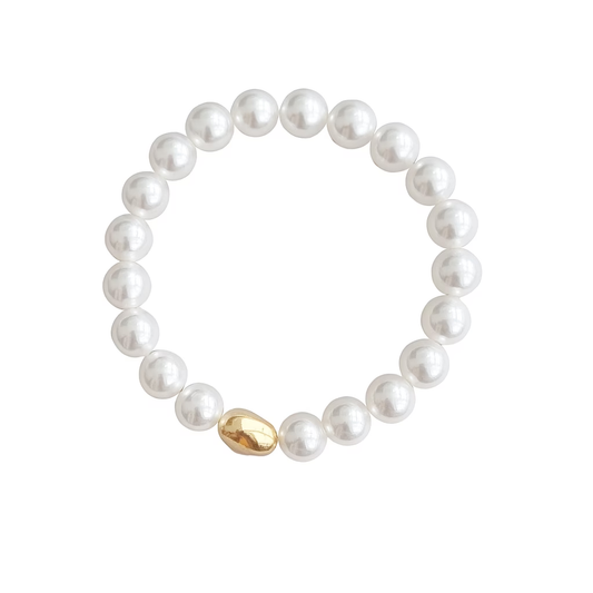 Pulsera de imitación de perlas blancas australianas de cuerda elástica