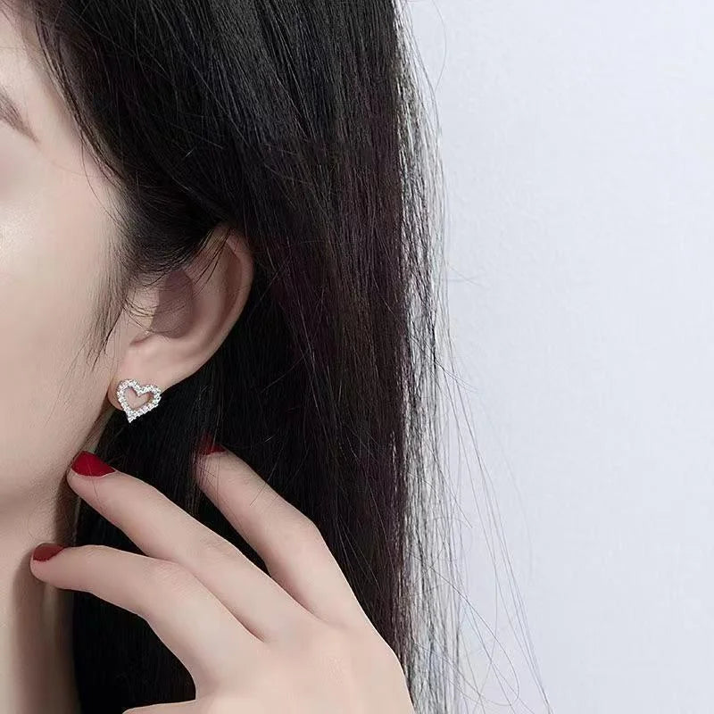 Sparkling Heart Stud Earrings