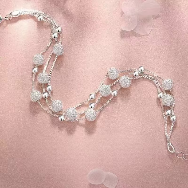925 Sterling Silver Fortune Bead Bracelet