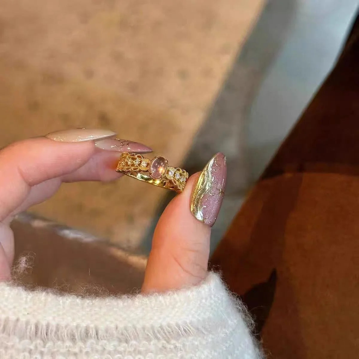 925 Sterling Silver Vintage Amethyst‑Tone Ring