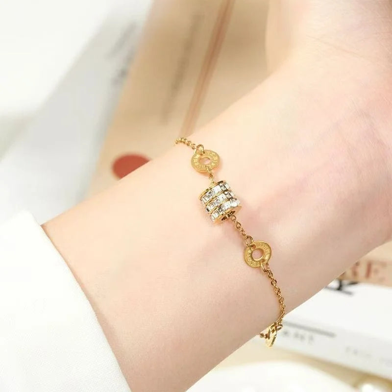 Bracelet à maillons cylindriques brillants