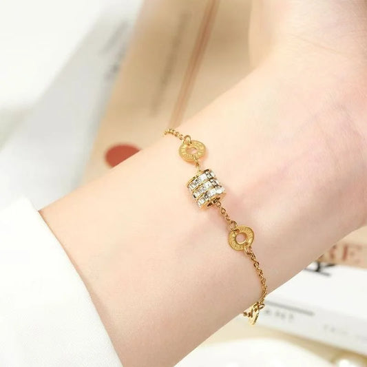 Pulsera de eslabones cilíndricos brillantes