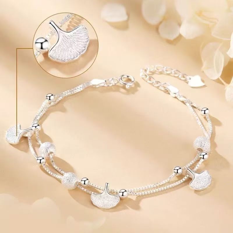 925 Sterling Silver Ginkgo Leaf Bracelet