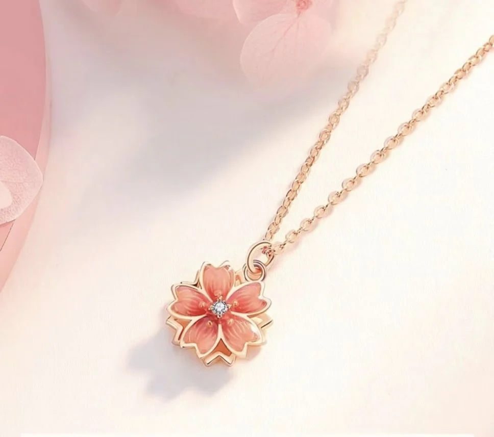 925 Sterling Silver Spinning Peach Blossom Set