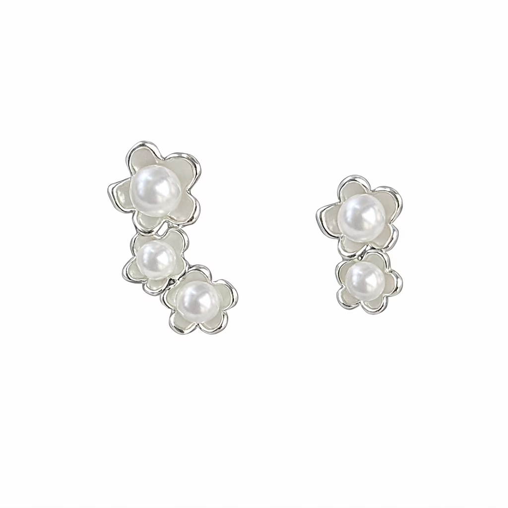 Asymmetric Floral Drop Earrings