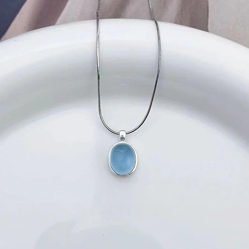 Collar de Aguamarina de Plata de Ley 925