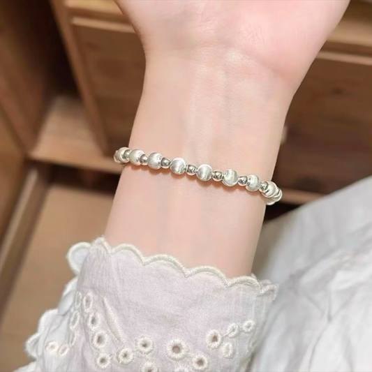 Pulsera de plata esterlina 925 con cuentas mate