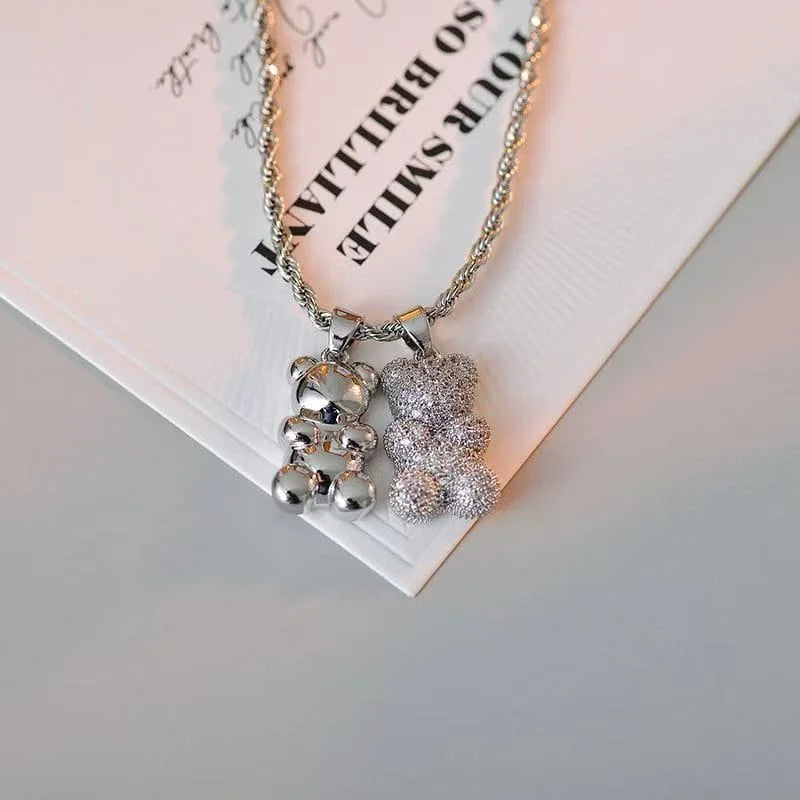Collier pendentif ours mignon