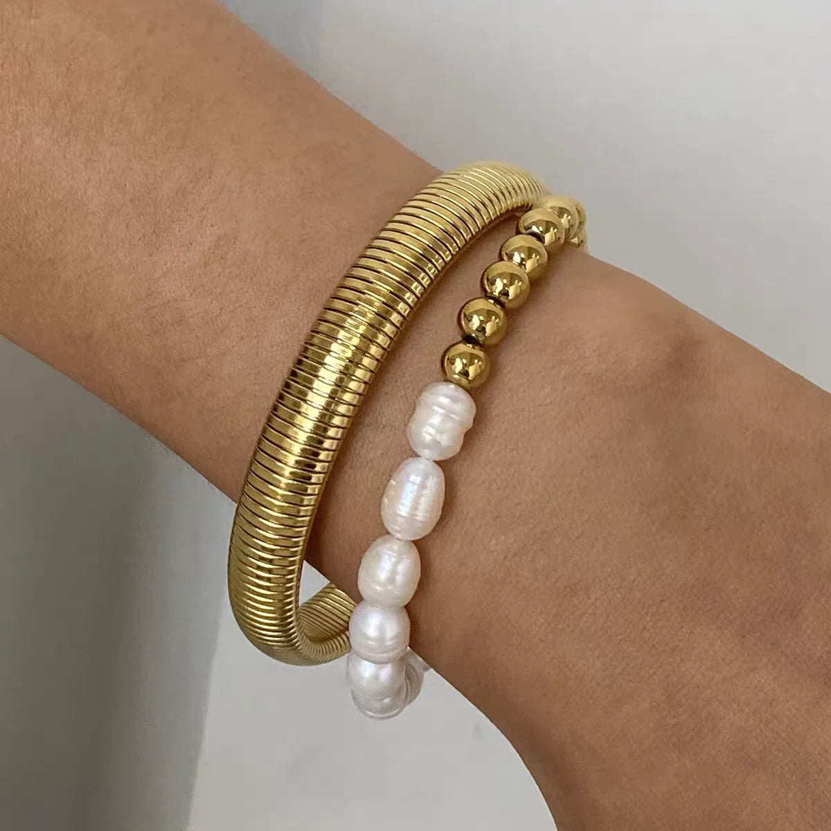 Freshwater Pearl Two-tone Bracelet