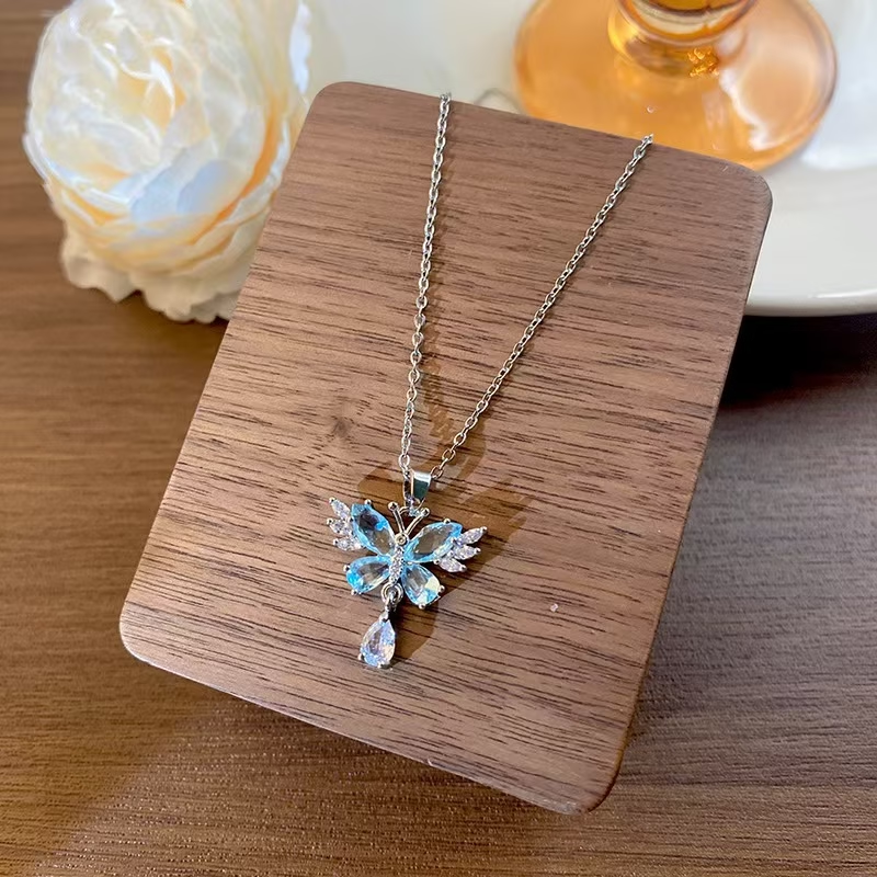 Blue Butterfly Gem Necklace