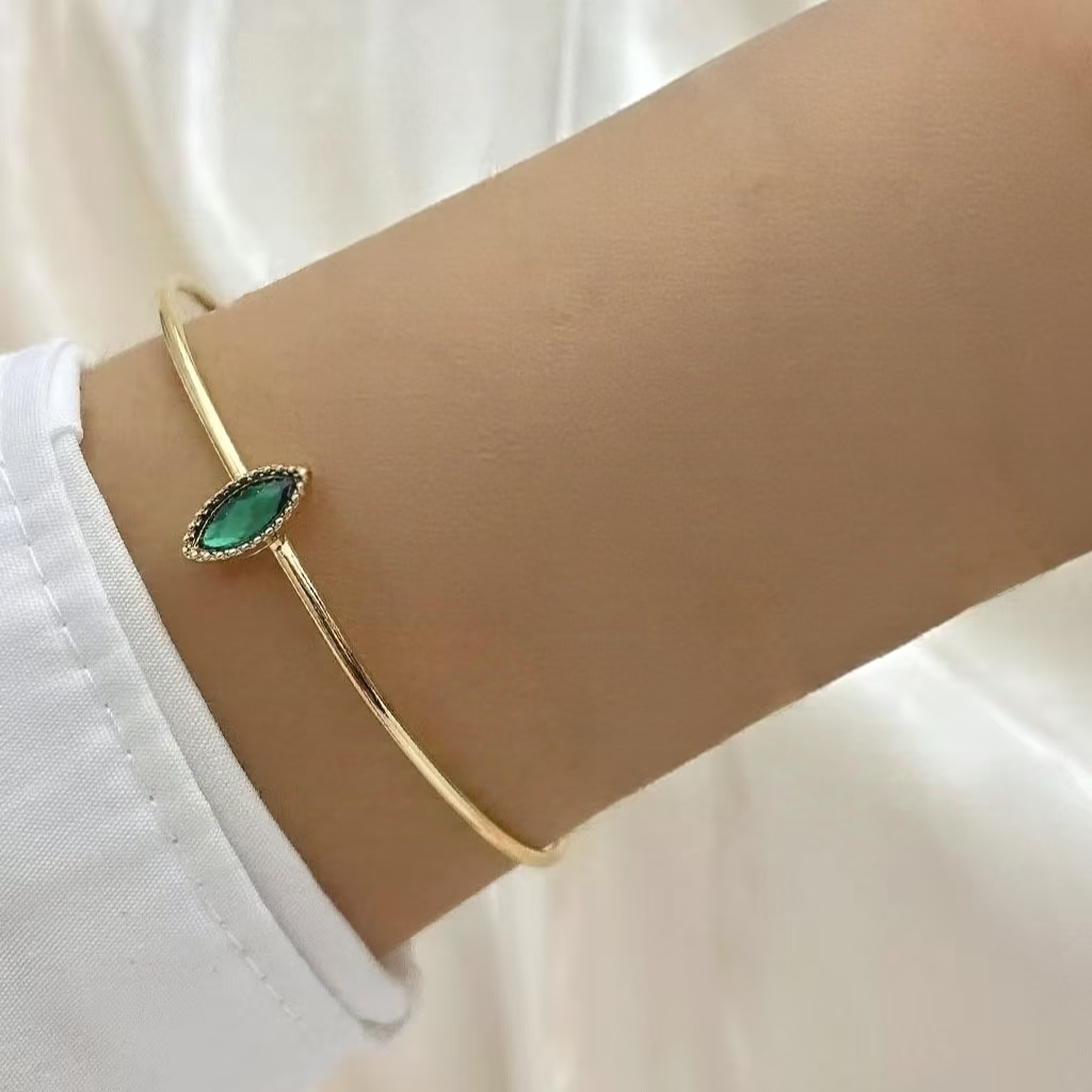 Green Whisper Bangle Bracelet