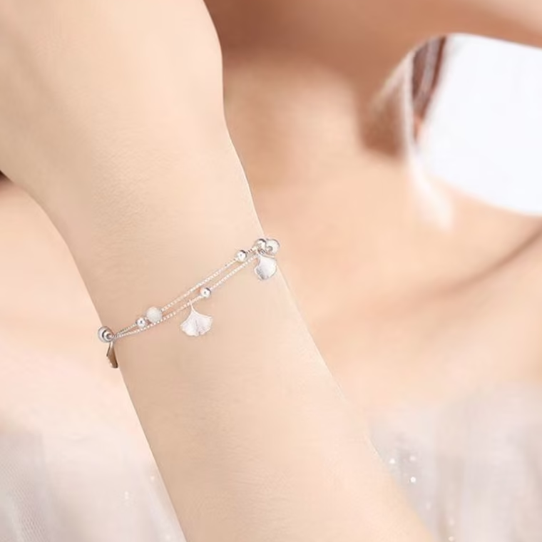 925 Sterling Silver Ginkgo Leaf Bracelet