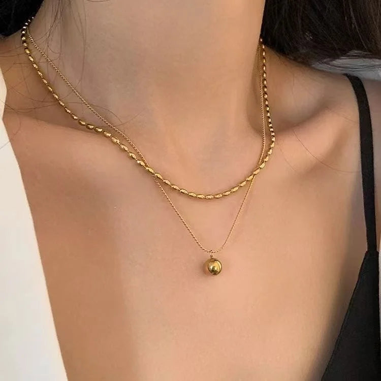 Layered Oval Link Pendant Necklace