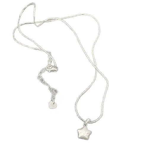 Collar de Plata de Ley 925 con Hueso de Serpiente, Estrella y Sonrisa de la Suerte