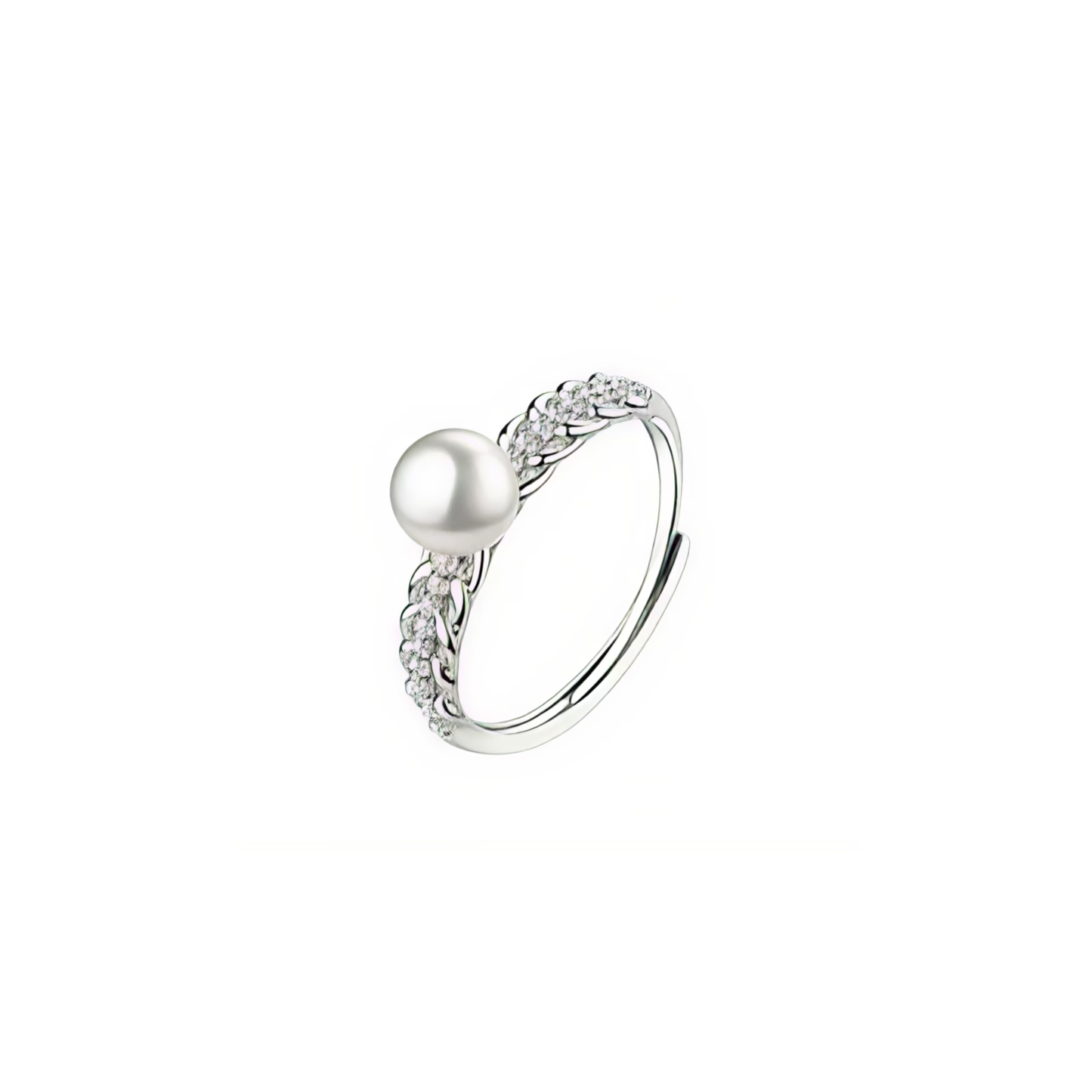 Anillo Abierto de Plata de Ley 925 con Perlas de Imitación