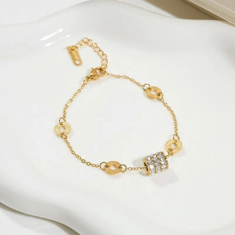 Bracelet à maillons cylindriques brillants