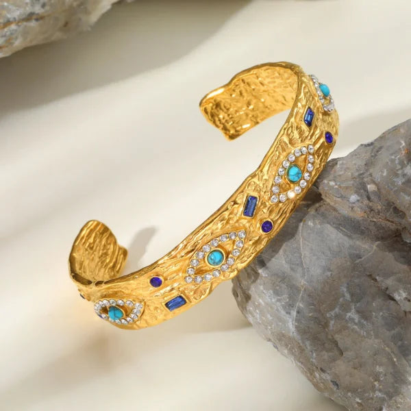 Pulsera de circonitas azules de estilo vintage