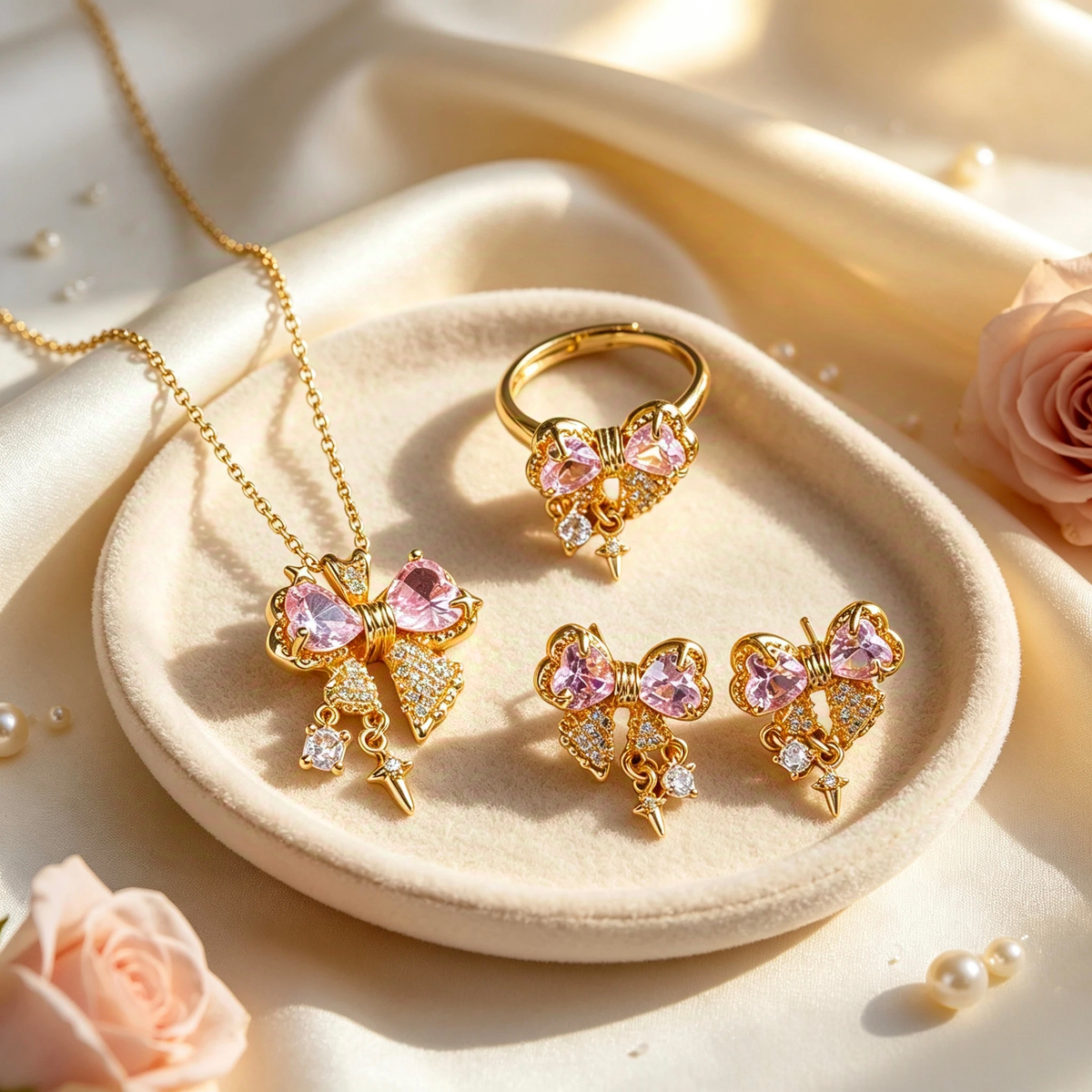 Sweet Bow Set (Earrings / Necklace / Ring)