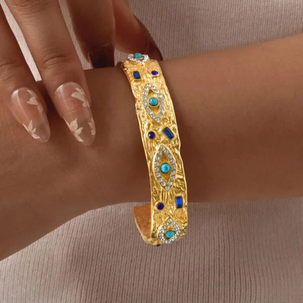 Pulsera de circonitas azules de estilo vintage
