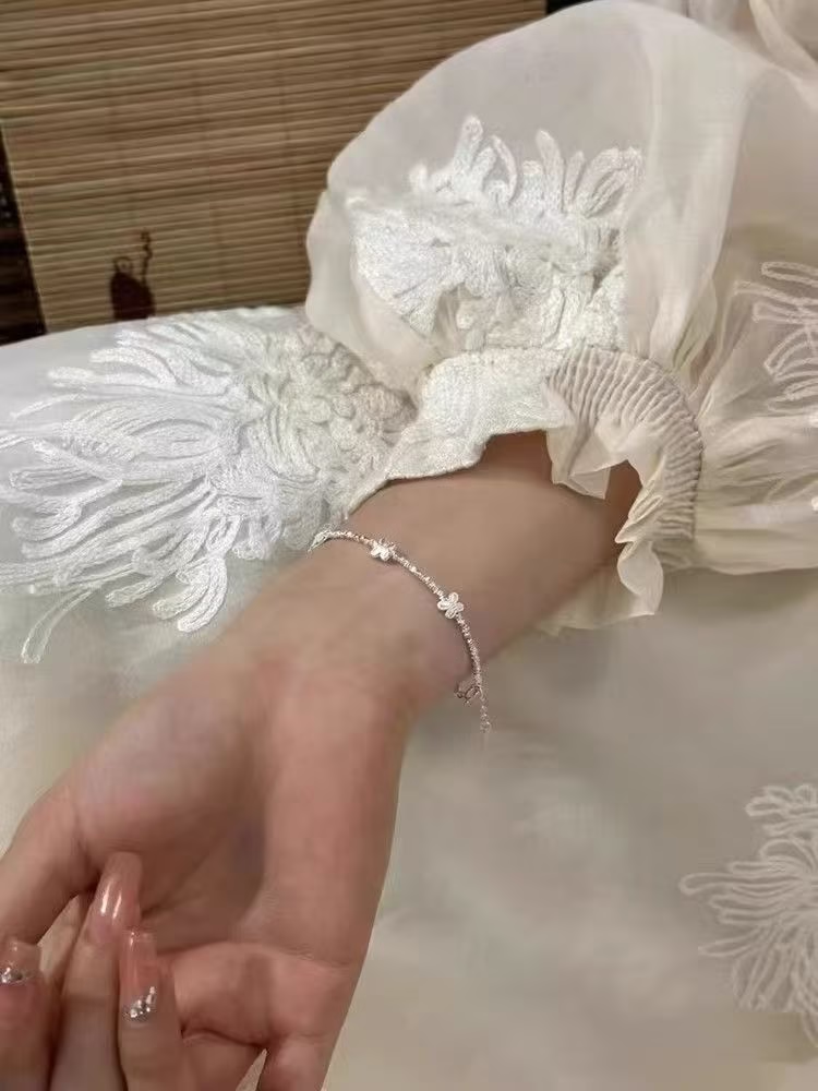 Pulsera de Mariposa de Plata de Ley 925 con Cuentas