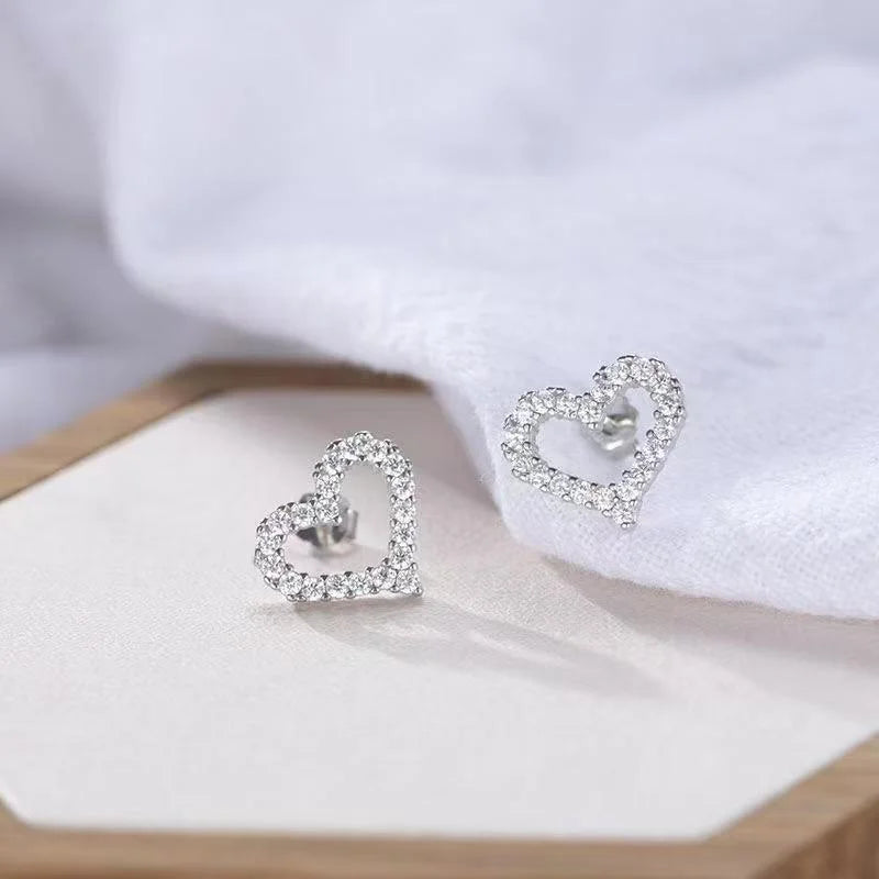 Sparkling Heart Stud Earrings