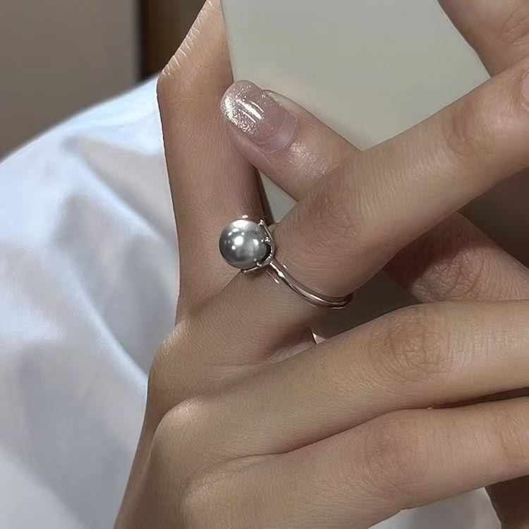 925 Sterling Silver Faux Pearl Ring