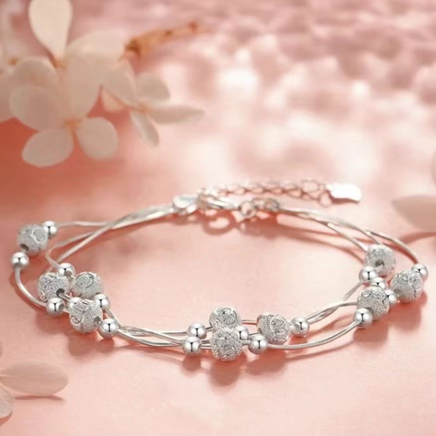 925 Sterling Silver Fortune Bead Bracelet