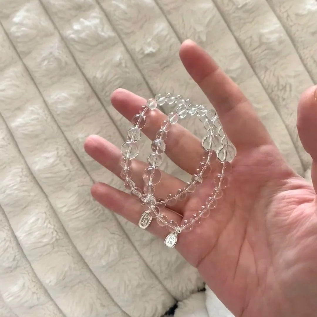 Pulsera india de cristal blanco natural que atrae la riqueza