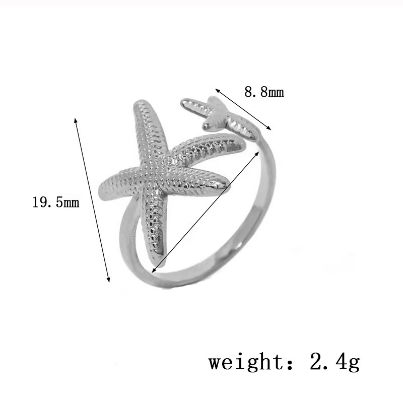 Double Starfish Open Ring
